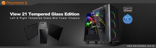 曜越全新View 21 TG强化玻璃中直立式机箱 双侧强化玻璃设计﹒内部宽畅大空间 打造水冷电竞机箱全新视野