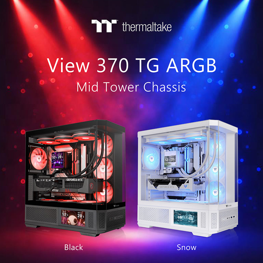 Thermaltake View 370 TG ARGB – Built to Be Seen  Panoramic glass, high airflow, and built for modern PC builds