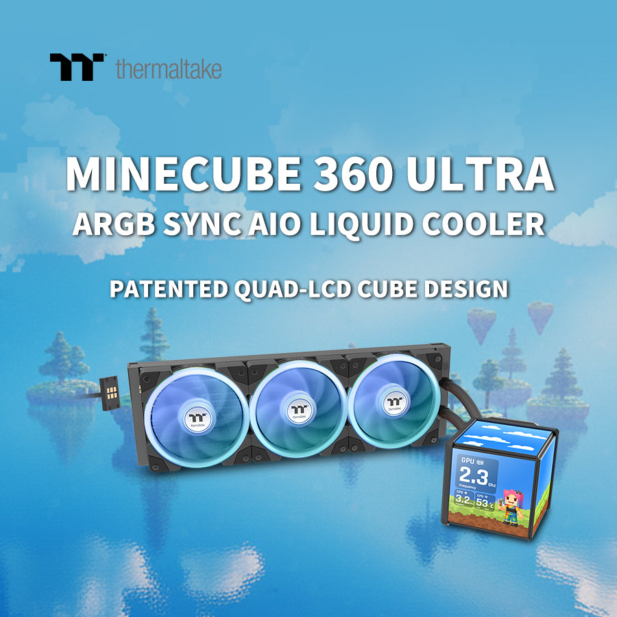 Thermaltake Launches MINECUBE 360 Ultra ARGB Sync AIO Liquid Cooler  Four Screens. One Cooler. Endless Possibilities