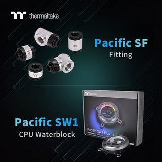 Thermaltake Launches the Pacific SW1 Plus CPU Water Block & Pacific SF Fittings — Silver Black Custom Liquid Cooling Components in a New Industrial Style