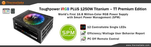世界首創  曜越推出TT Premium頂級版Toughpower iRGB PLUS 1250W 鈦金牌數位電源供應器 千萬色彩 光彩炫麗