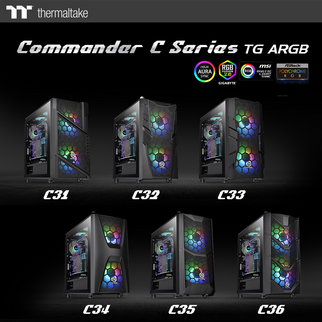 曜越全新Commander C系列 200mm 5V ARGB雙風扇強化玻璃中直立式機殼 專業ARGB電競機殼6款齊發