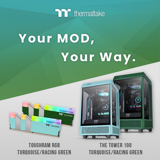 Thermaltake Unveils The Tower 100 Mini Chassis and TOUGHRAM RGB 3600MHz in Turquoise and Racing Green Multicolored Series Lineup Debut