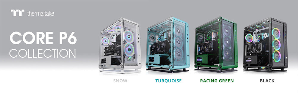 2022 Thermaltake Expo January Thermaltake Discloses New Colors of Core P6 TG ATX Mid-Tower Chassis –Turquoise and Racing Green Coming with the new Pacific Core P6/P8 DP-D5 Plus Distro-Plate with Pump Combo
