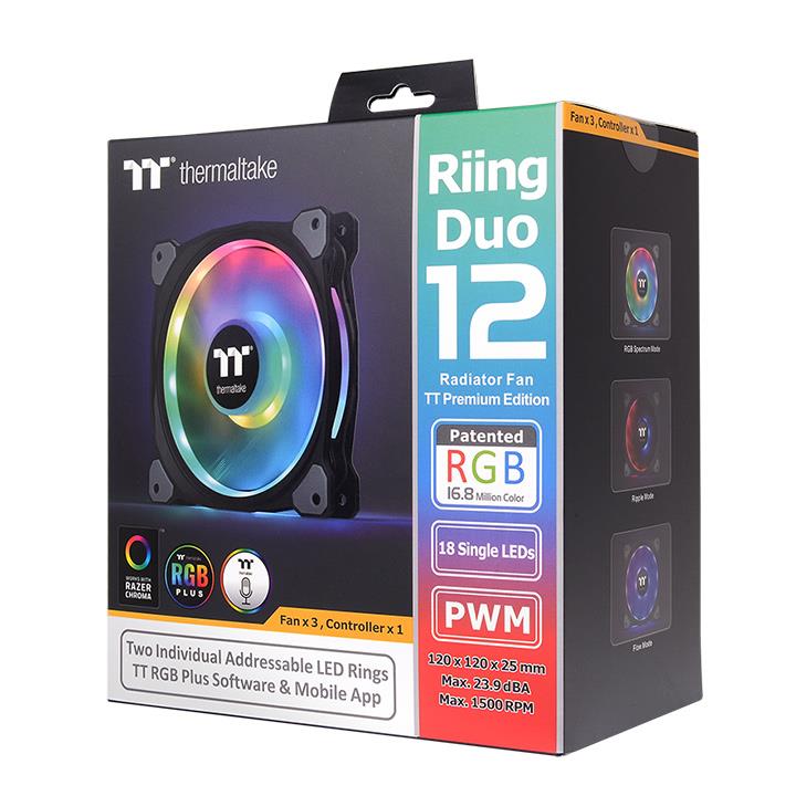 Riing Duo 12 RGB 水冷排風扇TT Premium頂級版 (三顆風扇包裝)