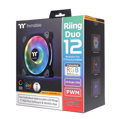 Riing Duo 12 RGB 水冷排風扇TT Premium頂級版 (三顆風扇包裝)