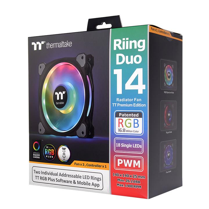 Riing Duo 14 RGB 水冷排風扇TT Premium頂級版 (三顆風扇包裝)
