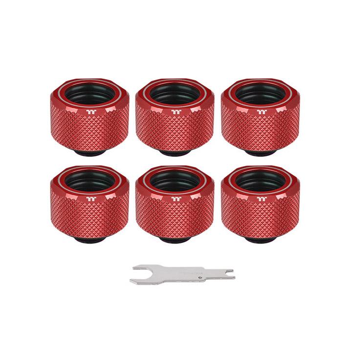 Pacific C-Pro G1/4 PETG硬管專用管接頭 外徑16mm – 紅色 (六顆組合包)