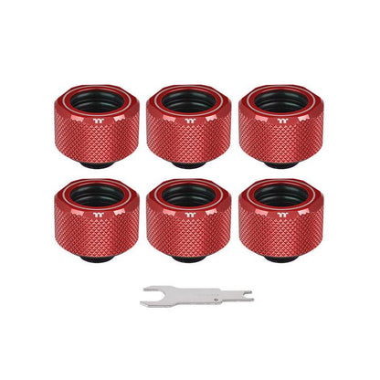 Pacific C-Pro G1/4 PETG硬管專用管接頭 外徑16mm – 紅色 (六顆組合包)