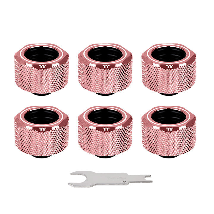 Pacific G1/4 PETG Tube 16mm OD硬管管接頭 – 玫瑰金色 (六顆組合包)