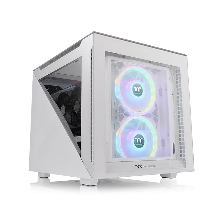 艾坦 Divider 200 TG 橫躺式小型強化玻璃機殼 雪白版