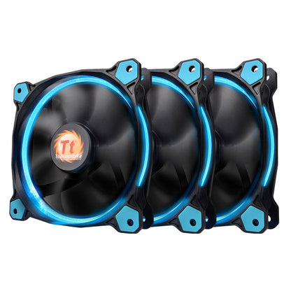 Riing 12公分LED高風壓水冷排風扇-藍光 (三顆裝)