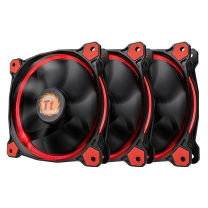 Riing 12公分LED高風壓水冷排風扇-紅光 (三顆裝)