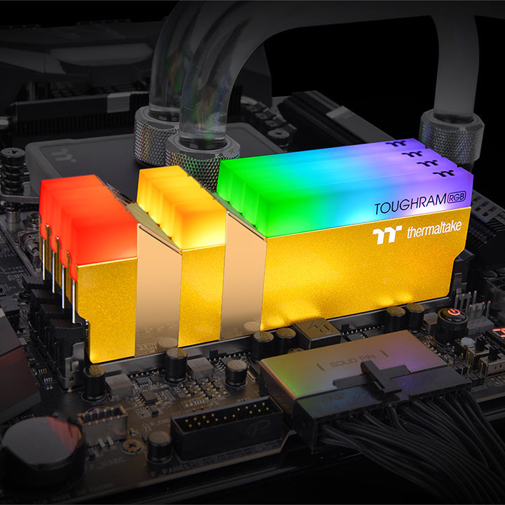 鋼影TOUGHRAM RGB記憶體  DDR4 3600MHz 16GB (8GB x2)-尊爵金