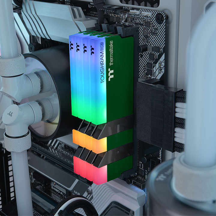 鋼影TOUGHRAM RGB記憶體  DDR4 3600MHz 16GB (8GB x2)-競速綠