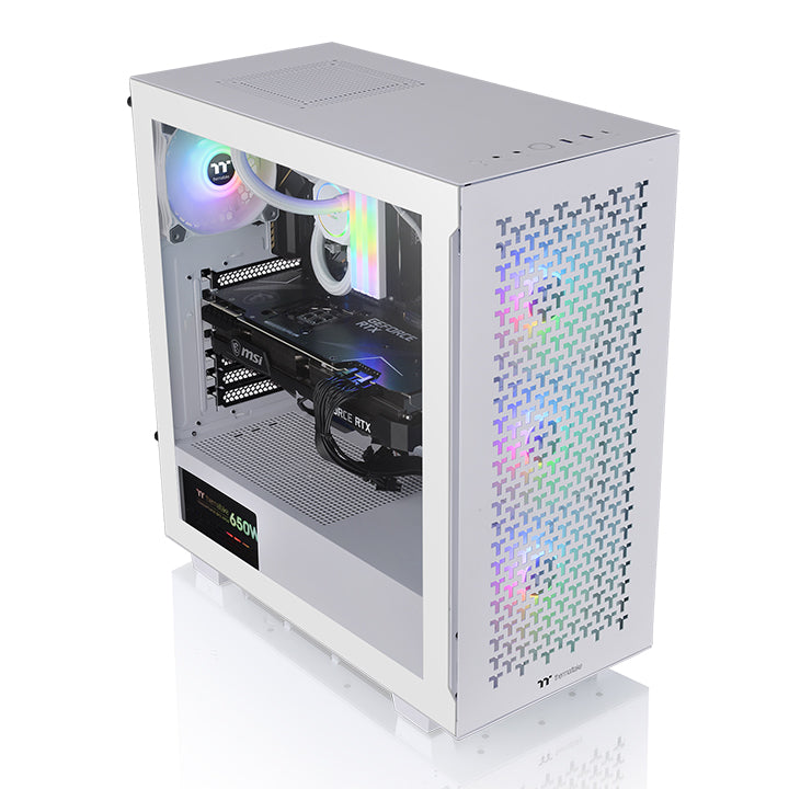鋼粹 V350 TG ARGB Air 強化玻璃中直立式機殼 雪白版