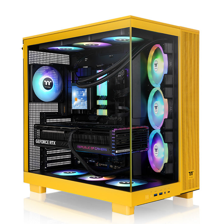 光透View 380 XL TG ARGB 強化玻璃中直立式機殼 蜂芒黃